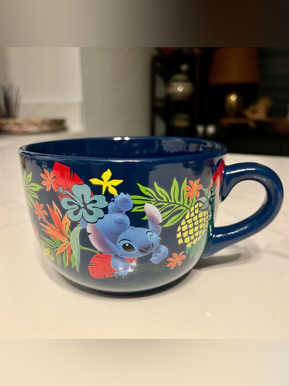 Disney's Lilo & Stitch Hawaiian Tropical Blue Ceramic Soup Mug Coffee Cup | 24oz
